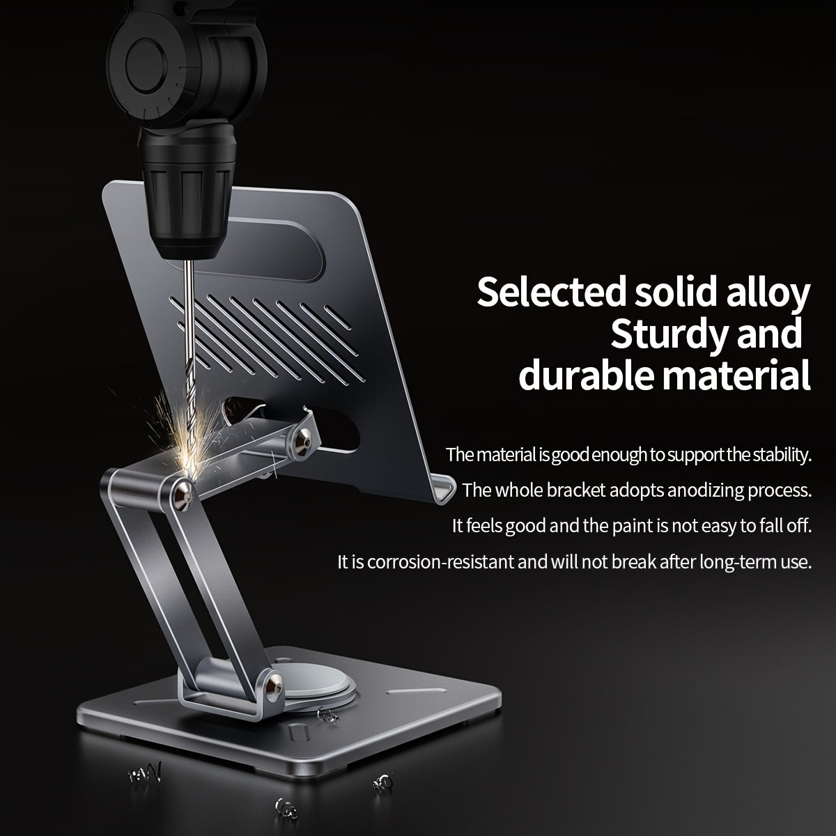 Adjustable Rotating Tablet & Phone Stand | Universal Foldable Desktop Holder for iPad & Smartphones (Gold)