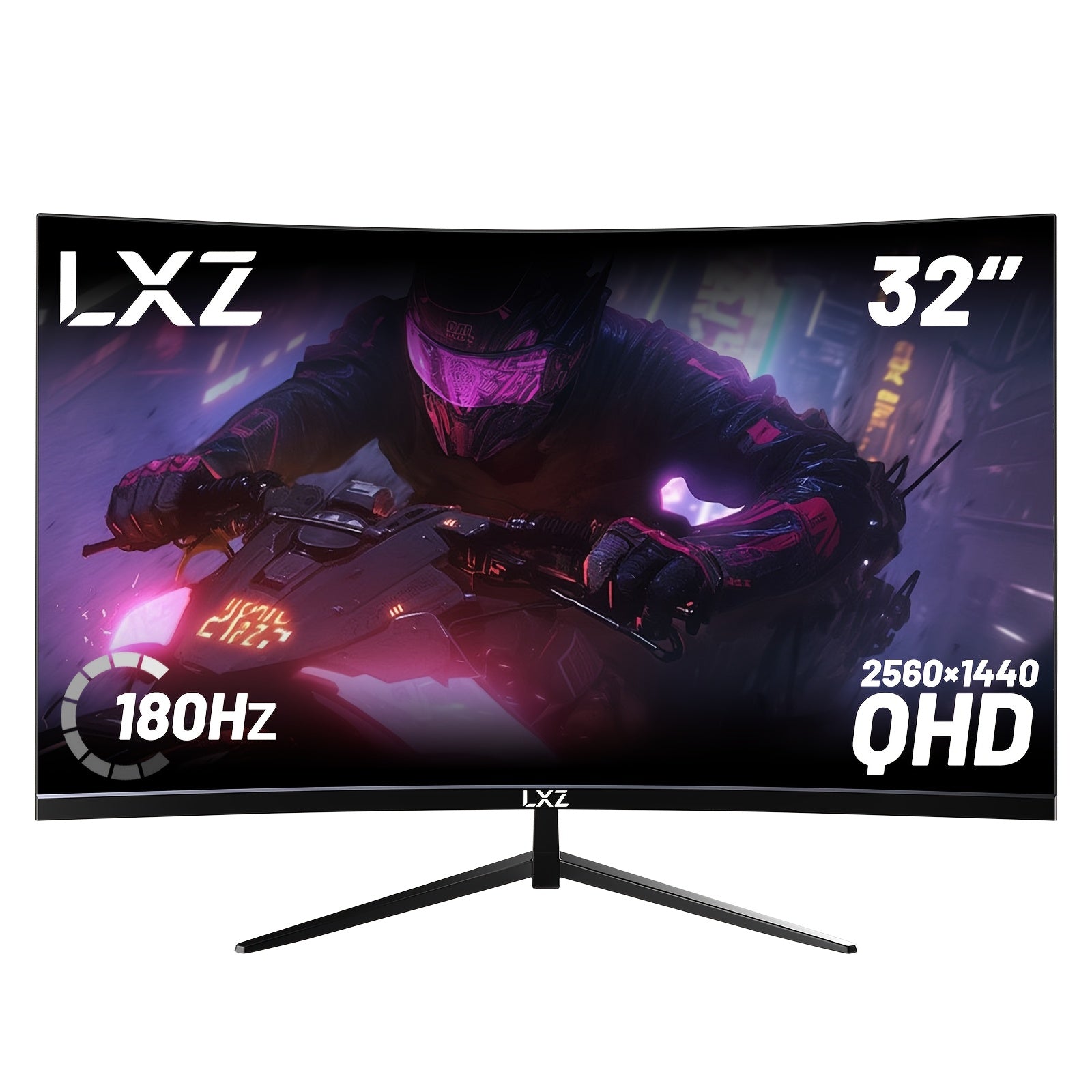 LXZ 32″ Curved Gaming Monitor | 180Hz QHD 2560x1440P Frameless Display with FreeSync, Eye Care & Wall Mount Support