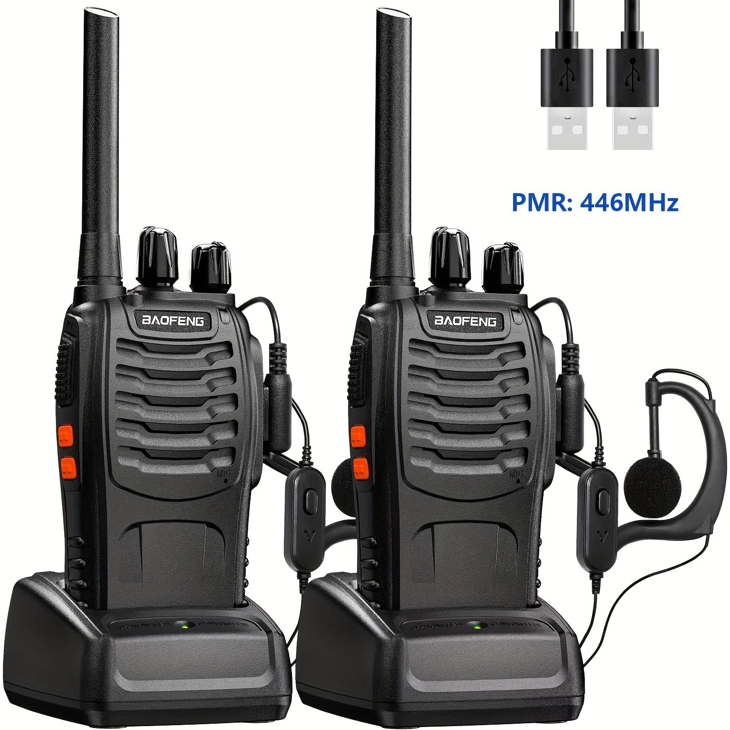 2 Pcs | Handheld Two-Way Radio | LED Indicators | Integrated Antenna | For Security, Retail, Events, Studios | Multipurpose