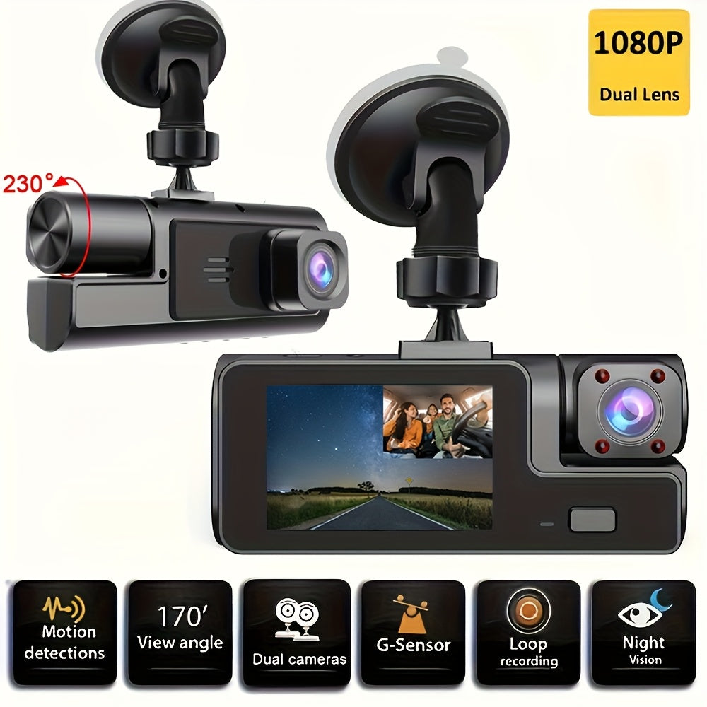 1080P Dual Dash Cam | Front & Inside Car Camera with 170° Wide Angle, Night Vision, 24h Parking Monitor, Loop Recording & G-Sensor