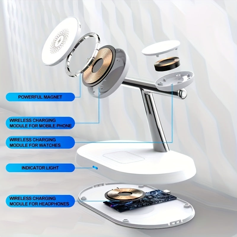 3-in-1 Magnetic Wireless Charging Stand – Fast Charger for iPhone, Apple Watch & AirPods
