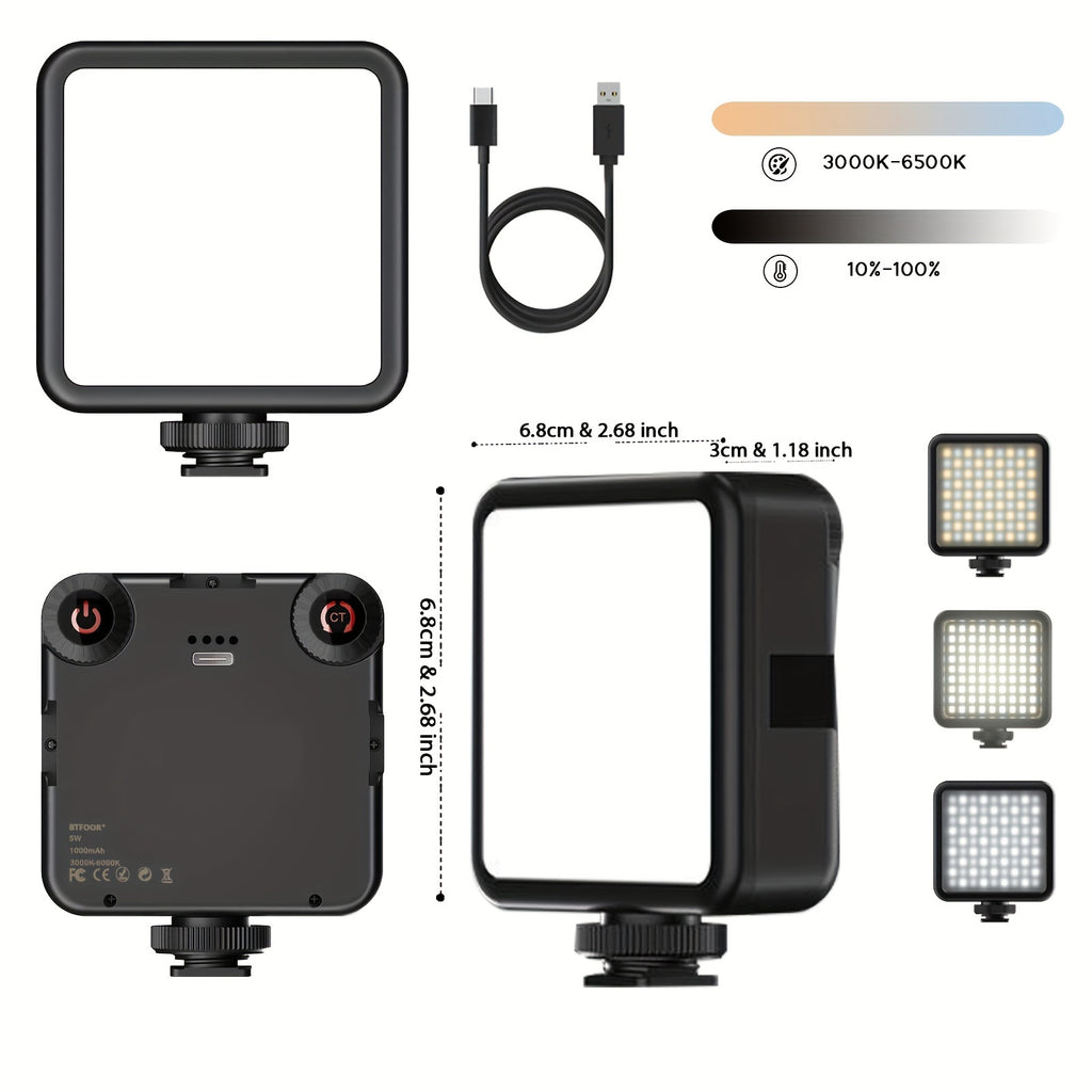 Rechargeable LED Clip Light | Adjustable 3000K-6000K | For Selfies, Video & Studio