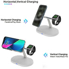3-in-1 Magnetic Wireless Charging Stand – Fast Charger for iPhone, Apple Watch & AirPods