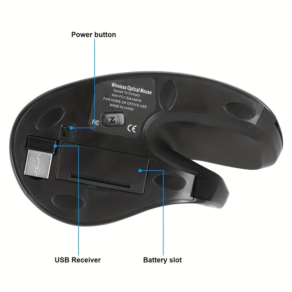 Ergonomic 2.4G Wireless Optical Mouse – Right-Handed, Crystal Design for PC & Laptop | Design | Game | Office