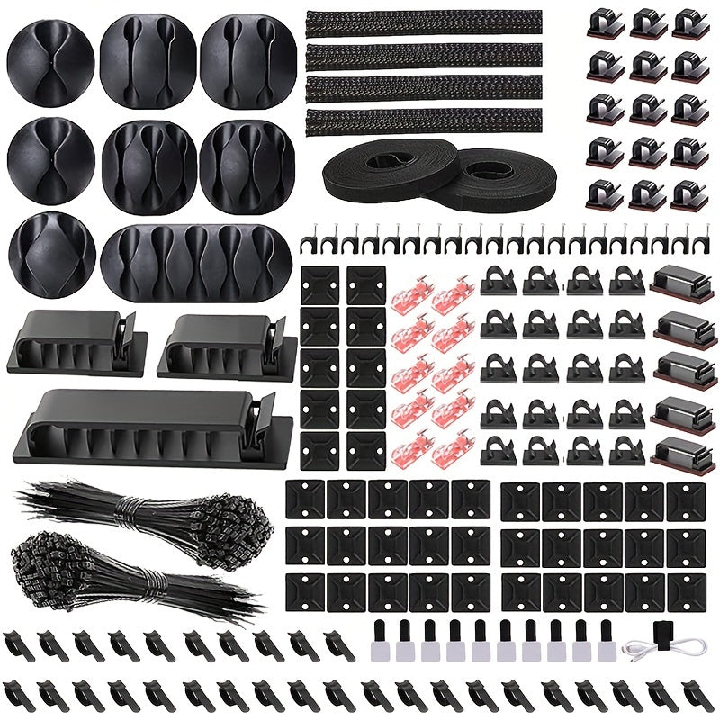 Cable Management Kit | Wire Organizer with Clips & Adhesive Strips for Home & Office Setup
