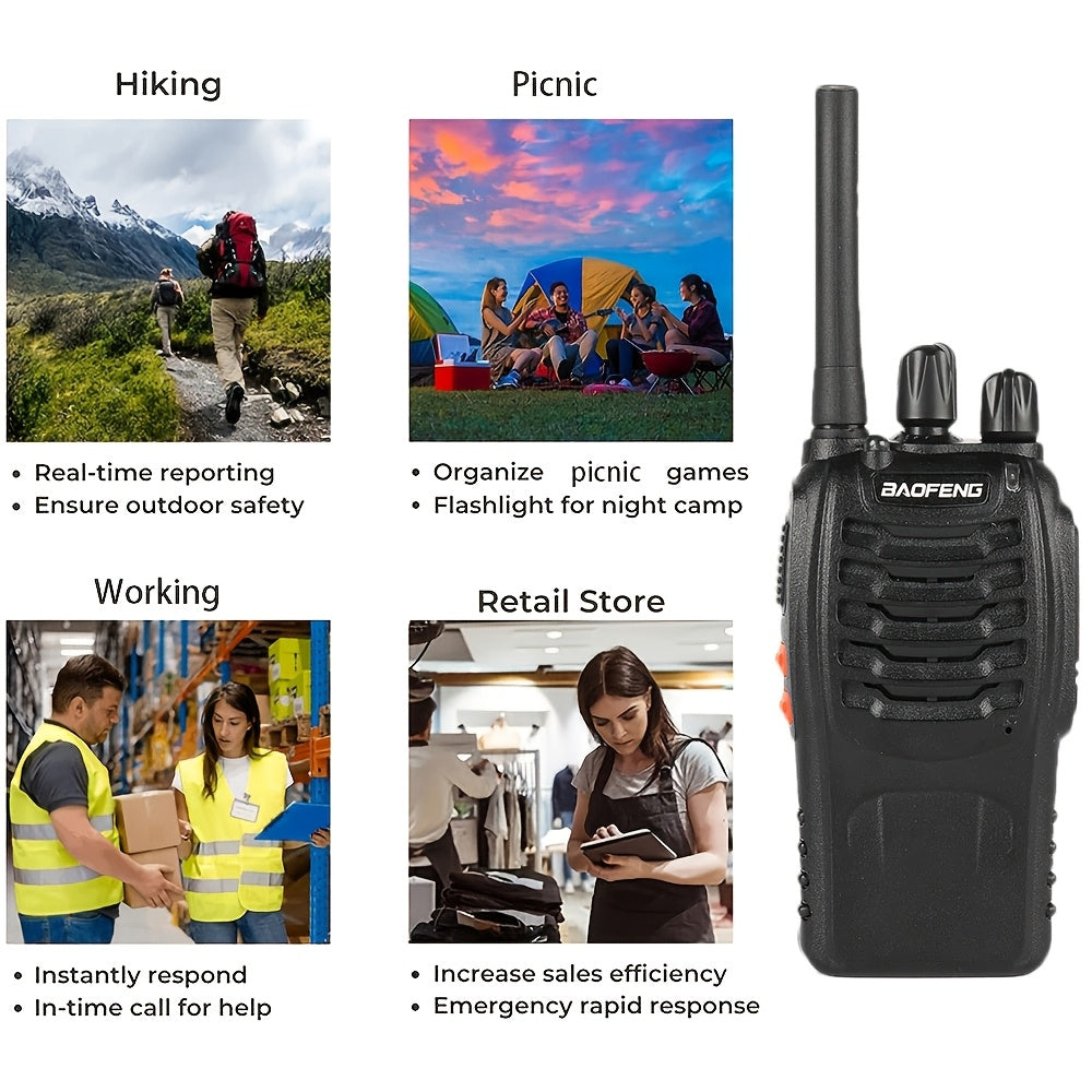 2 Pcs | Handheld Two-Way Radio | LED Indicators | Integrated Antenna | For Security, Retail, Events, Studios | Multipurpose