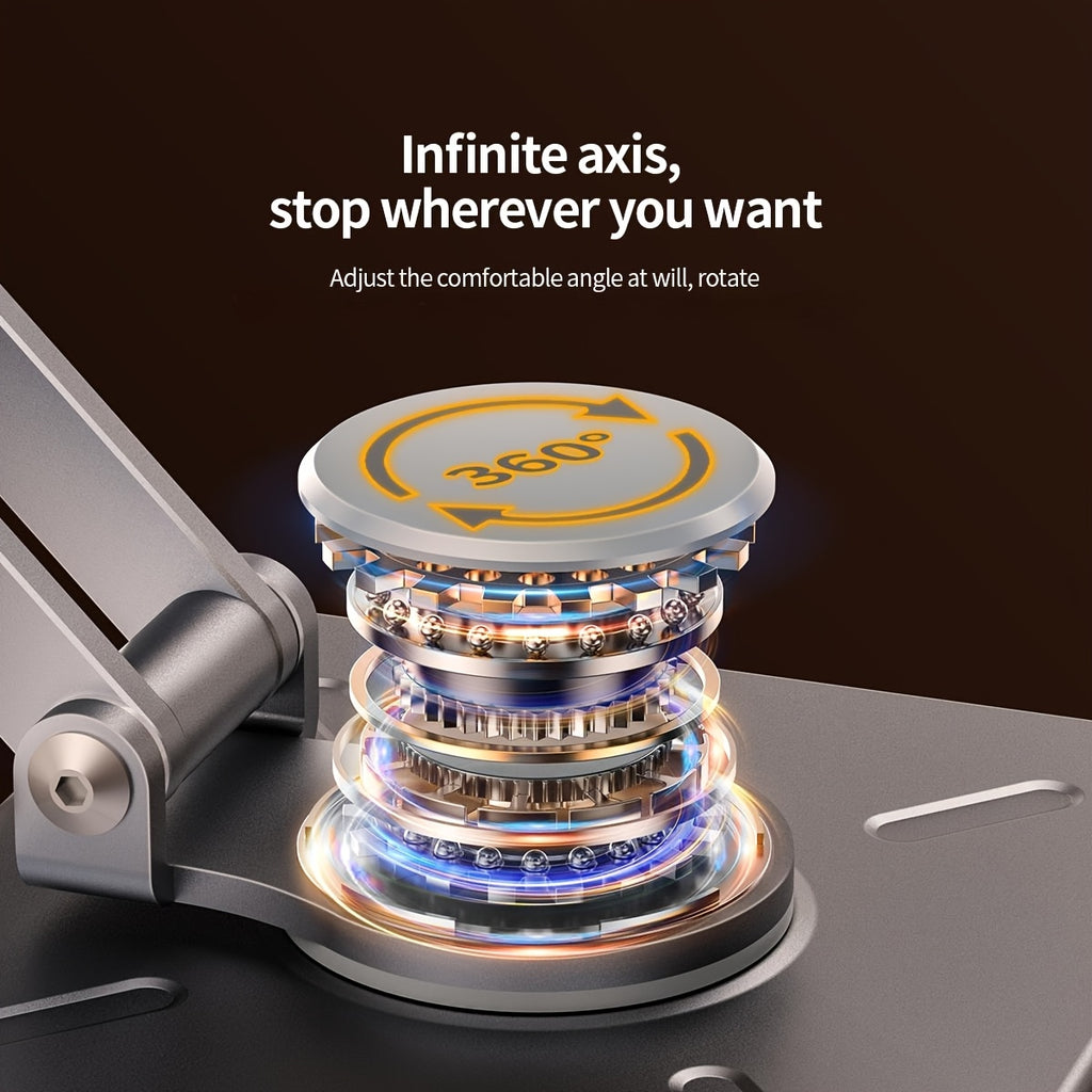 Adjustable Rotating Tablet & Phone Stand | Universal Foldable Desktop Holder for iPad & Smartphones (Gold)