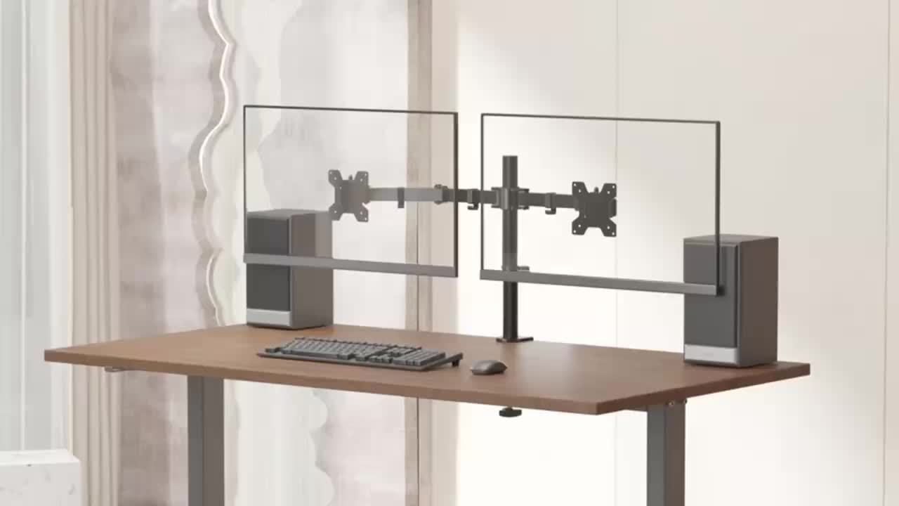 Ergonomic Dual Monitor Stand | For Two 13-32 inch Screens | Holds Up to 22lbs per Screen | 360° Rotation With Cable Organizer