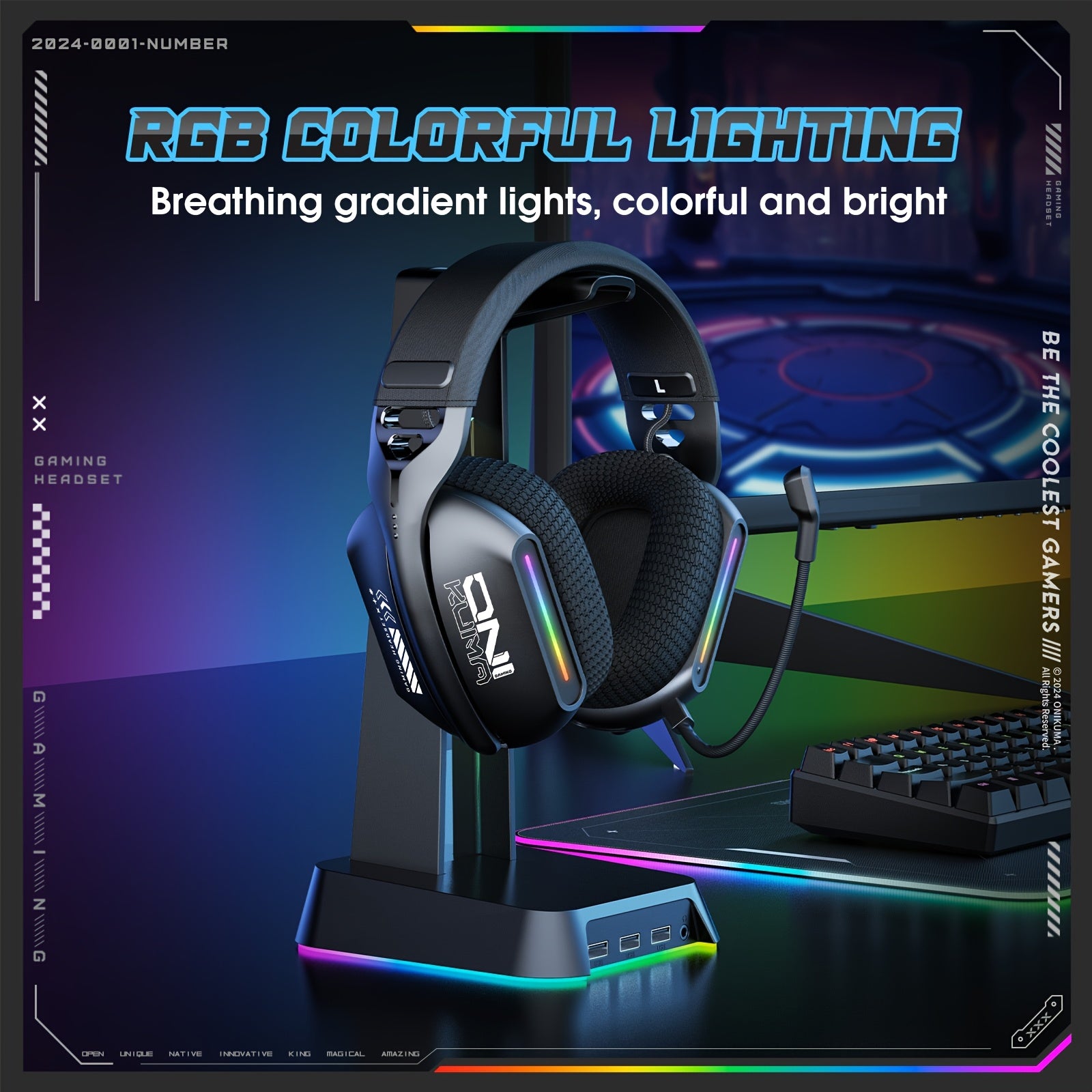 ONIKUMA Tri-Mode Wireless Gaming Headset | 2.4GHz | BT 5.3 | For PS5, PC & FPS Gamers | Modern & Compact Style
