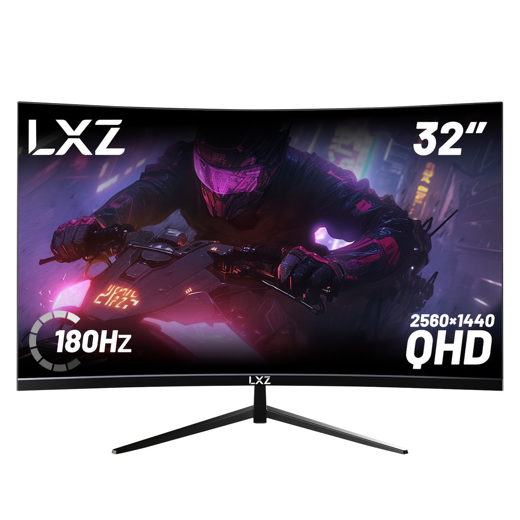 LXZ 32″ Curved Gaming Monitor | 180Hz QHD 2560x1440P Frameless Display with FreeSync, Eye Care & Wall Mount Support