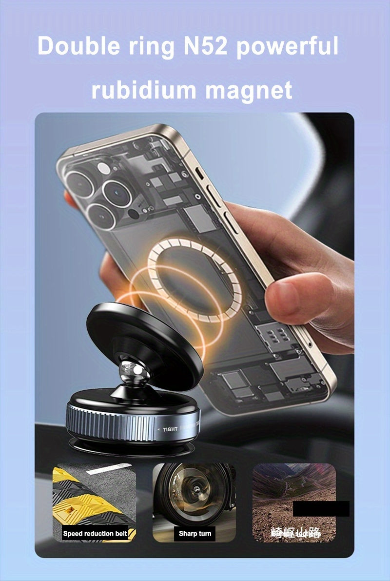 Vacuum Suction Cup Phone Holder | 360° Rotatable | Magnetic | Dual-Sided | Adhesive-Free | For Cars and Home | Multipurpose