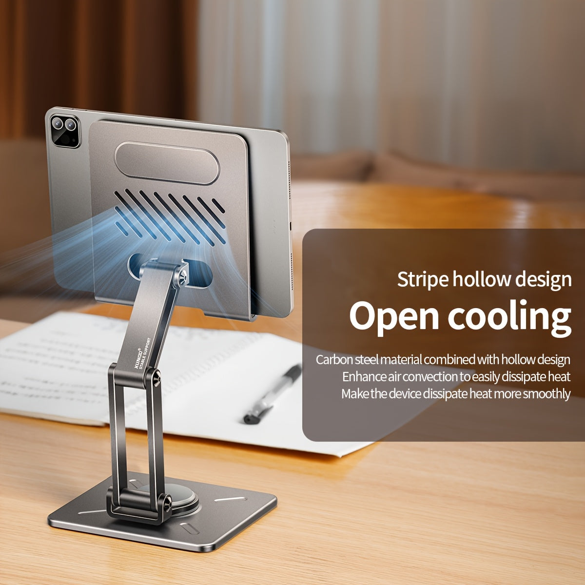 Adjustable Rotating Tablet & Phone Stand | Universal Foldable Desktop Holder for iPad & Smartphones (Gold)