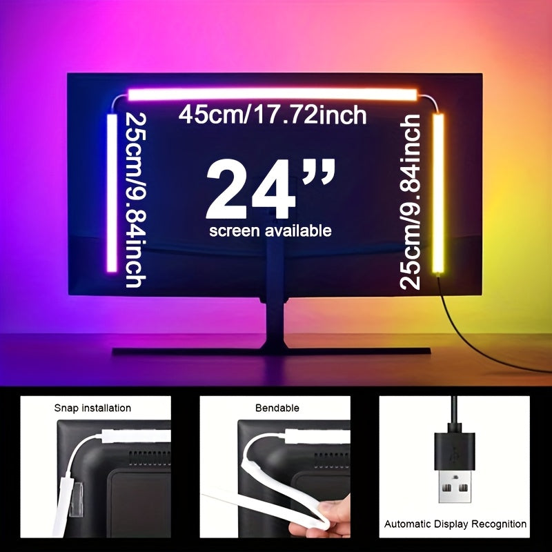 3-in-1 RGB Ambient Display Light | For 24-Inch Monitor | Creative Ambient Lighting for Gaming and Workspace
