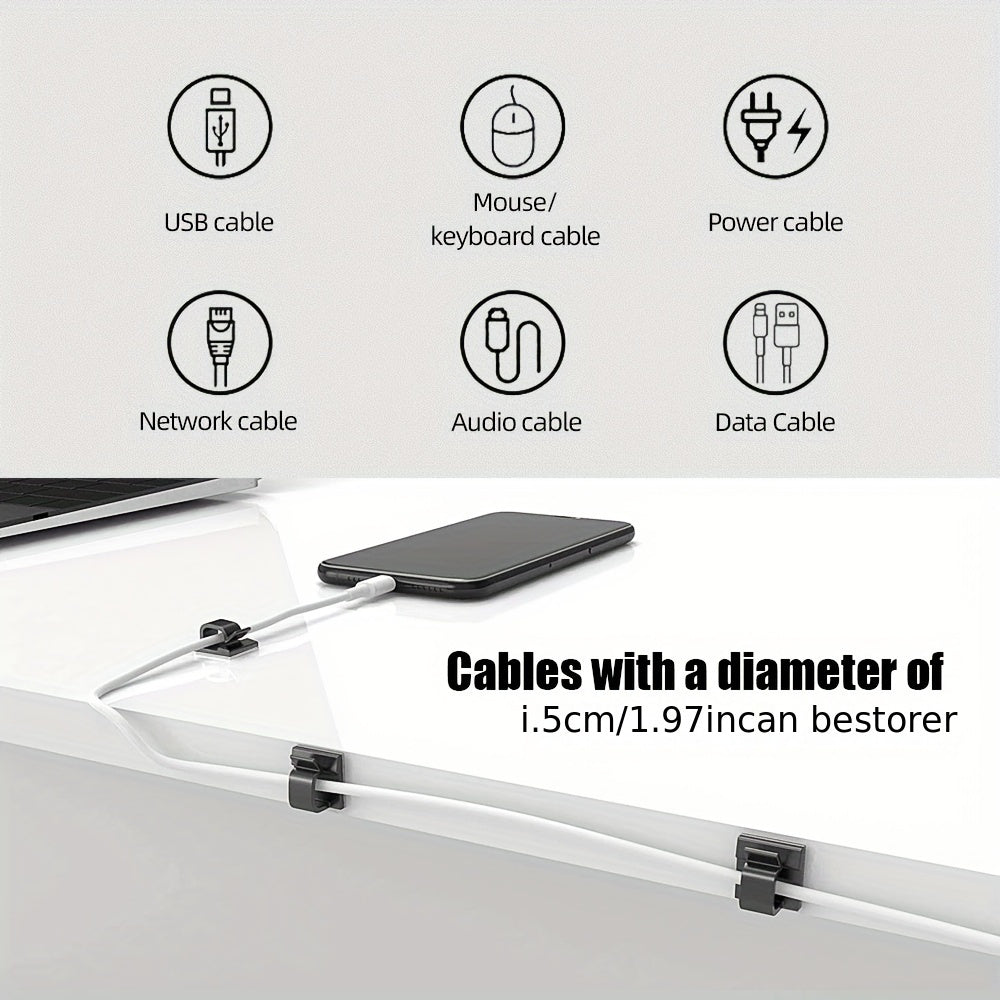 Cable Management Kit | Wire Organizer with Clips & Adhesive Strips for Home & Office Setup