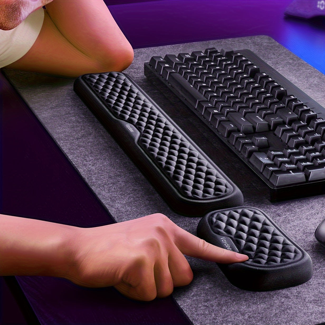 Memory Foam Keyboard & Mouse Wrist Rest Set | Ergonomic Cushion Pads for Comfortable Typing