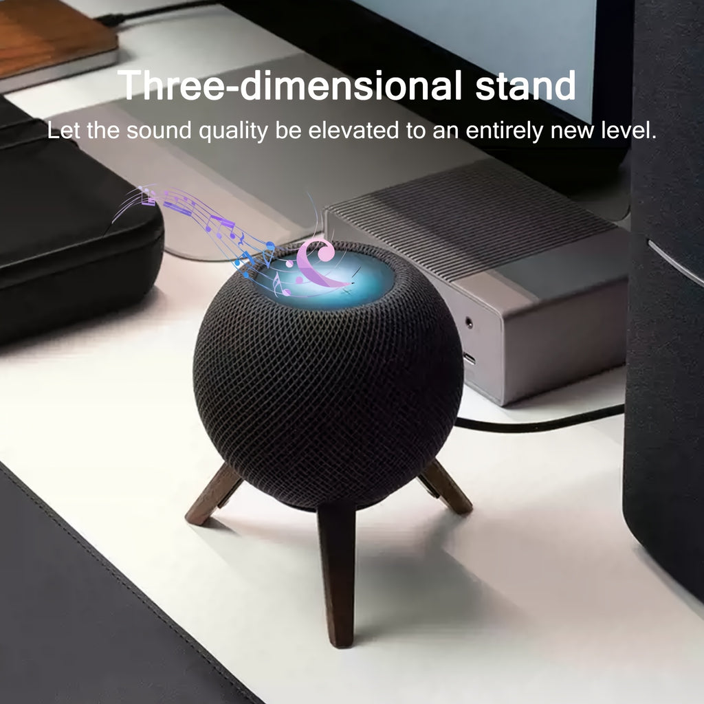 (Only Stand) Wooden HomePod Mini Stand | Hardwood Tripod Desk & Counter Mount