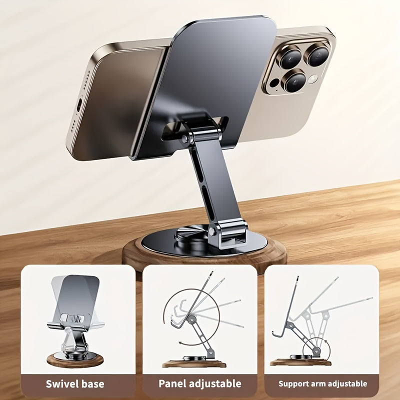 Carbon Steel Phone & Tablet Stand | Foldable | Adjustable | 360° Rotation