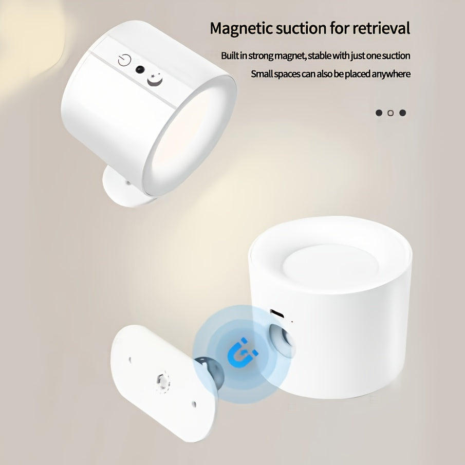 2-Pack LED Wall Sconces with Remote | USB Rechargeable, Touch & Motion Sensor, 360° Rotatable Dimmable Lamps