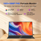 NSEOVS 15.6″ 1080P Portable IPS Monitor with HDR, Dual Speakers & Smart Cover | External Display for PC, Laptop, Phone & Gaming