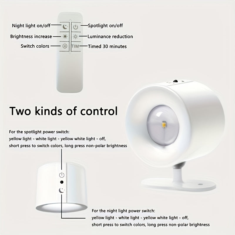 2-Pack LED Wall Sconces with Remote | USB Rechargeable, Touch & Motion Sensor, 360° Rotatable Dimmable Lamps