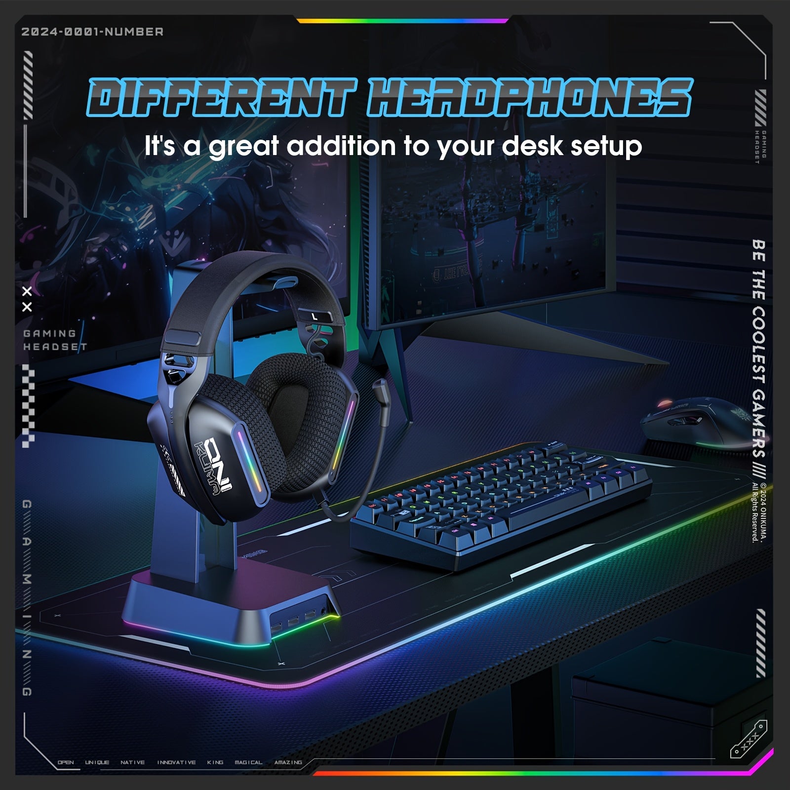 ONIKUMA Tri-Mode Wireless Gaming Headset | 2.4GHz | BT 5.3 | For PS5, PC & FPS Gamers | Modern & Compact Style