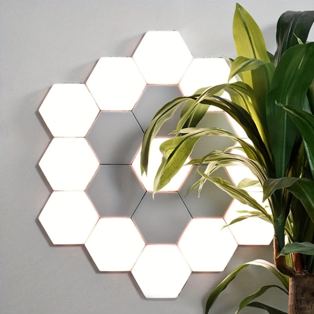 DIY Hexagonal LED Wall Light Set | 6-Pack | USB Powered Up-Lighting | Wall-Mounted