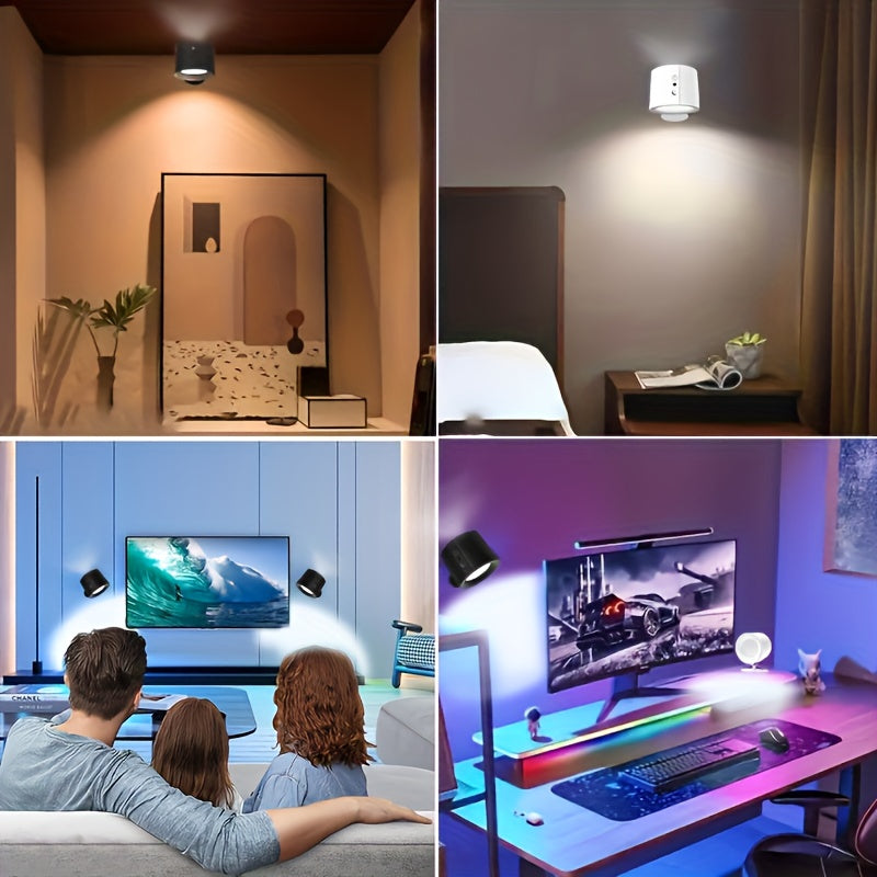 2-Pack LED Wall Sconces with Remote | USB Rechargeable, Touch & Motion Sensor, 360° Rotatable Dimmable Lamps
