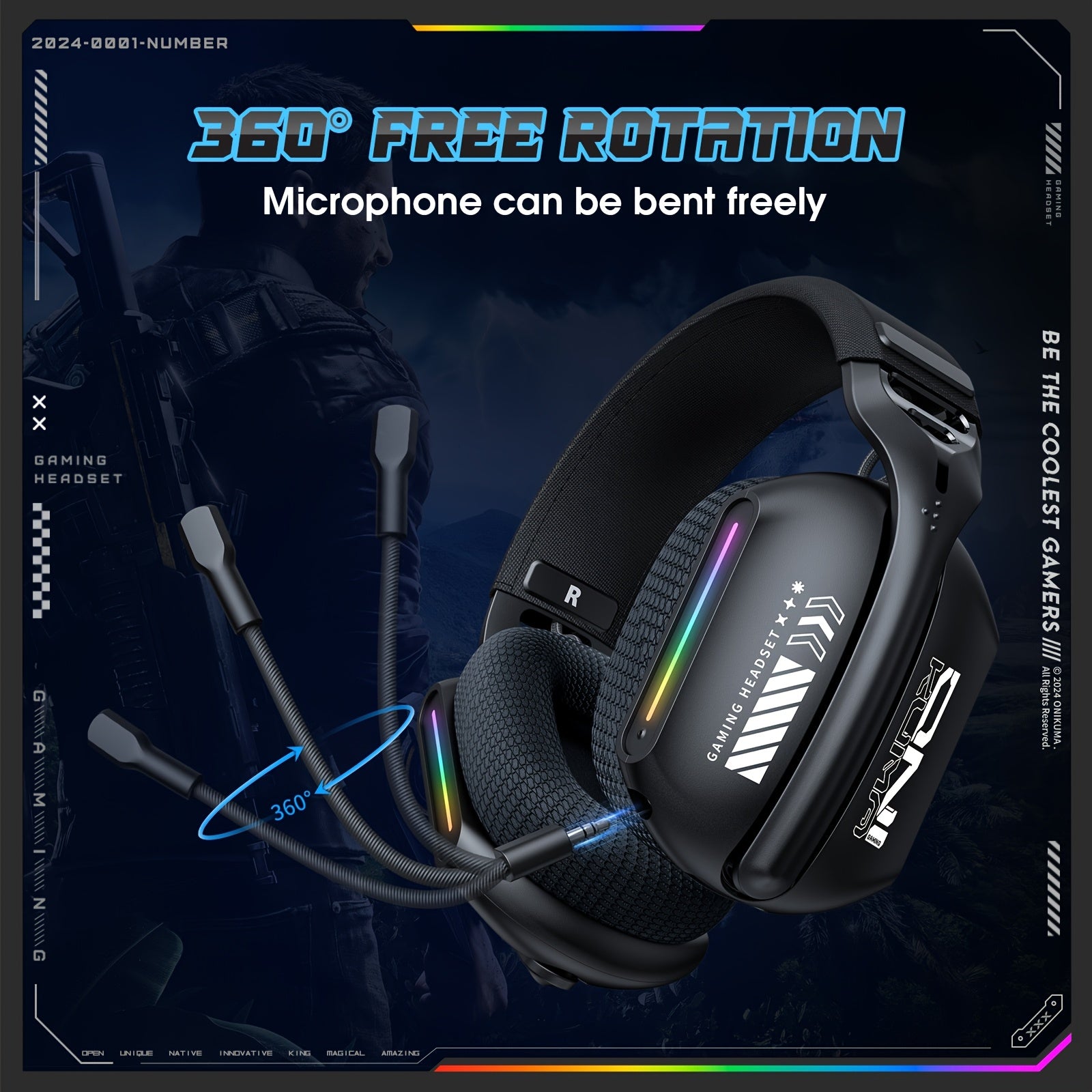 ONIKUMA Tri-Mode Wireless Gaming Headset | 2.4GHz | BT 5.3 | For PS5, PC & FPS Gamers | Modern & Compact Style