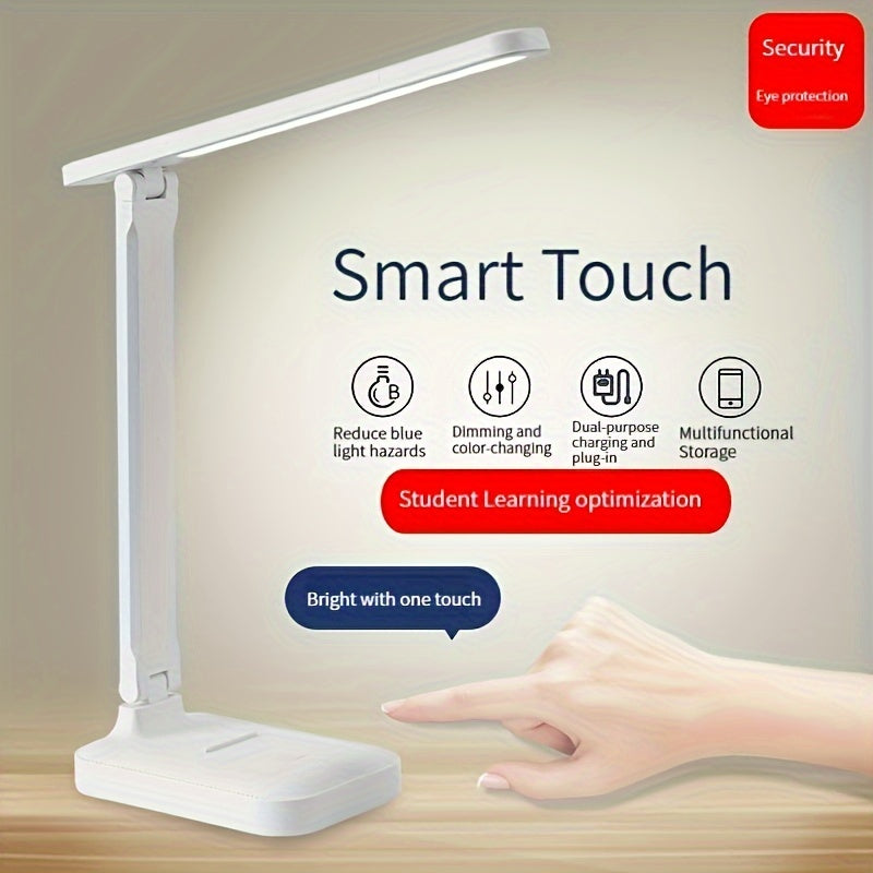 USB LED Desk Lamp | Touch Dimmable with Phone Holder & Eye-Care Light