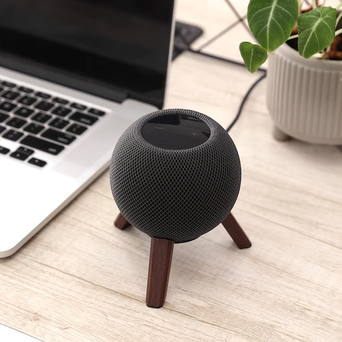 (Only Stand) Wooden HomePod Mini Stand | Hardwood Tripod Desk & Counter Mount