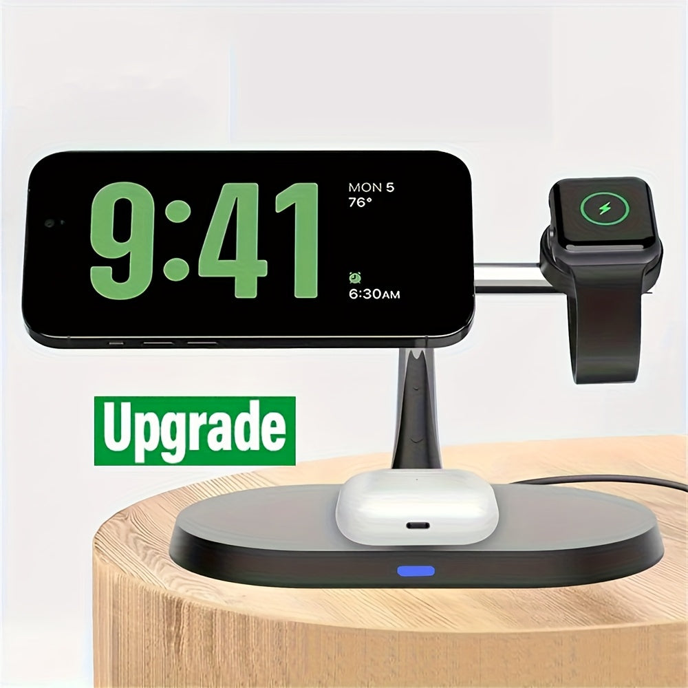 3-in-1 Magnetic Wireless Charging Stand – Fast Charger for iPhone, Apple Watch & AirPods