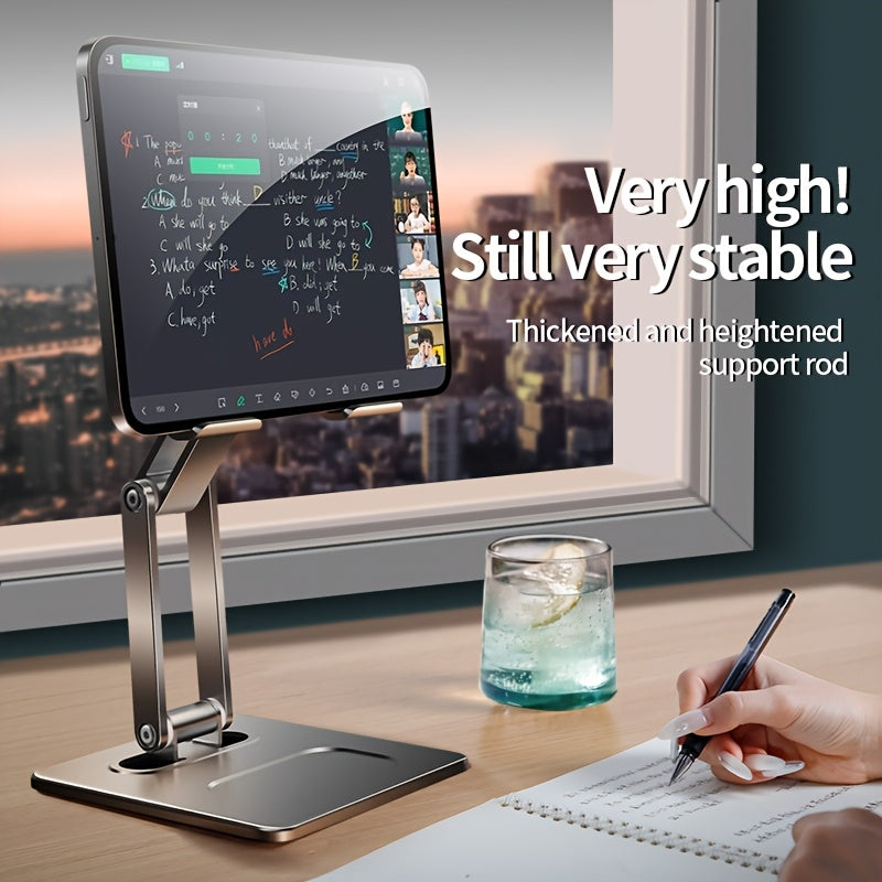 Adjustable Rotating Tablet & Phone Stand | Universal Foldable Desktop Holder for iPad & Smartphones (Gold)