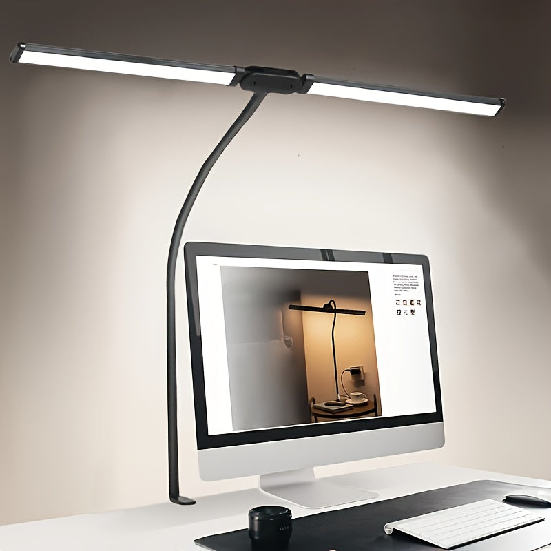 2-Head LED Clip Desk Lamp | 3 Modes | 10 Brightness Levels | With USB Adapter