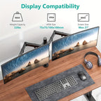 Ergonomic Dual Monitor Stand | For Two 13-32 inch Screens | Holds Up to 22lbs per Screen | 360° Rotation With Cable Organizer