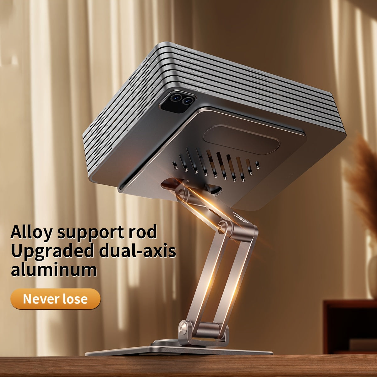 Adjustable Rotating Tablet & Phone Stand | Universal Foldable Desktop Holder for iPad & Smartphones (Gold)