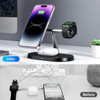 3-in-1 Magnetic Wireless Charging Stand – Fast Charger for iPhone, Apple Watch & AirPods