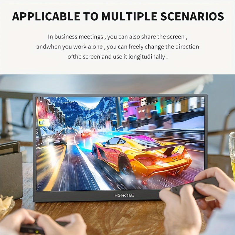 HGFRTEE 15.6″ 1080P Portable Gaming Monitor | Full HD LCD Display with G-Sync, Adjustable Stand & VESA Mount for Laptop, PC, PS5, Xbox & Mobile