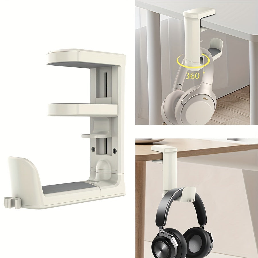 360° Rotating Headphone Stand | Desktop Headset Holder & Gaming Hook for Earphones & Controllers