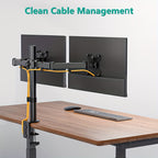 Ergonomic Dual Monitor Stand | For Two 13-32 inch Screens | Holds Up to 22lbs per Screen | 360° Rotation With Cable Organizer