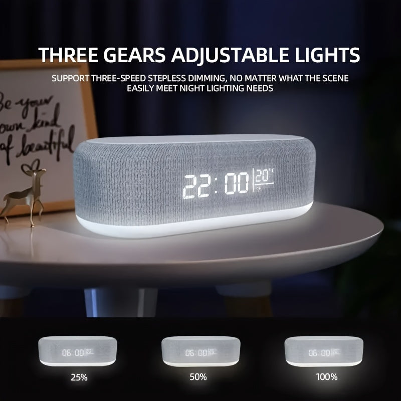 4-in-1 Alarm Clock | Digital Display | Night Light & Wireless Charger | USB-C | 3 Light Modes | Travel-Friendly