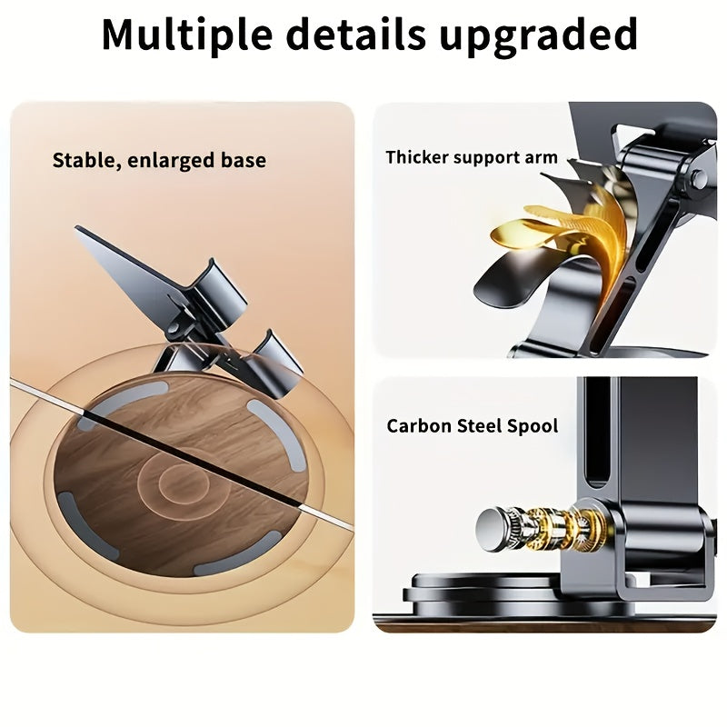 Carbon Steel Phone & Tablet Stand | Foldable | Adjustable | 360° Rotation