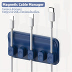 5-Pack Magnetic Cable Clips | Desk Cord Organizer for USB-C, Lightning & Micro Cables, Multi-Surface Adhesive