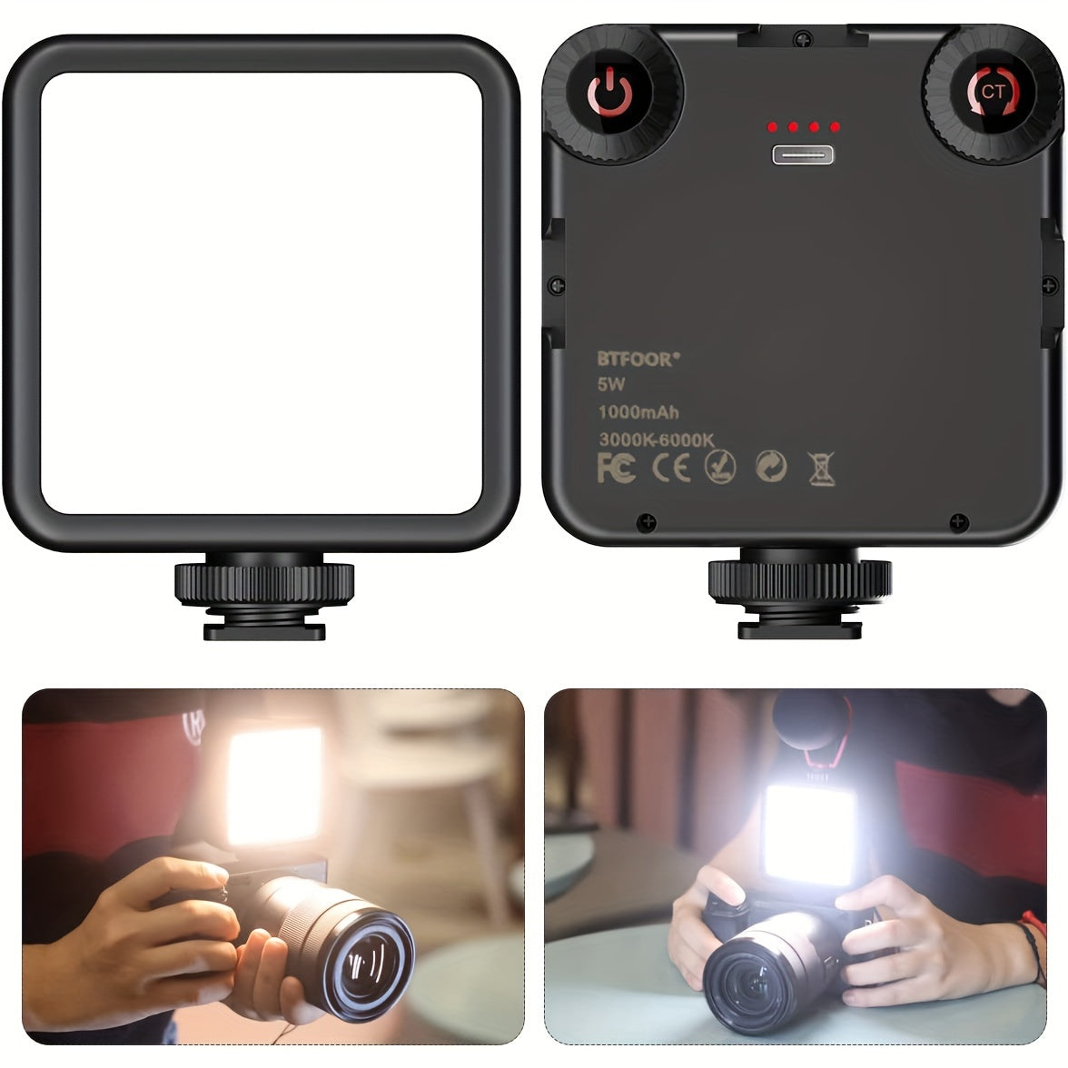 Rechargeable LED Clip Light | Adjustable 3000K-6000K | For Selfies, Video & Studio