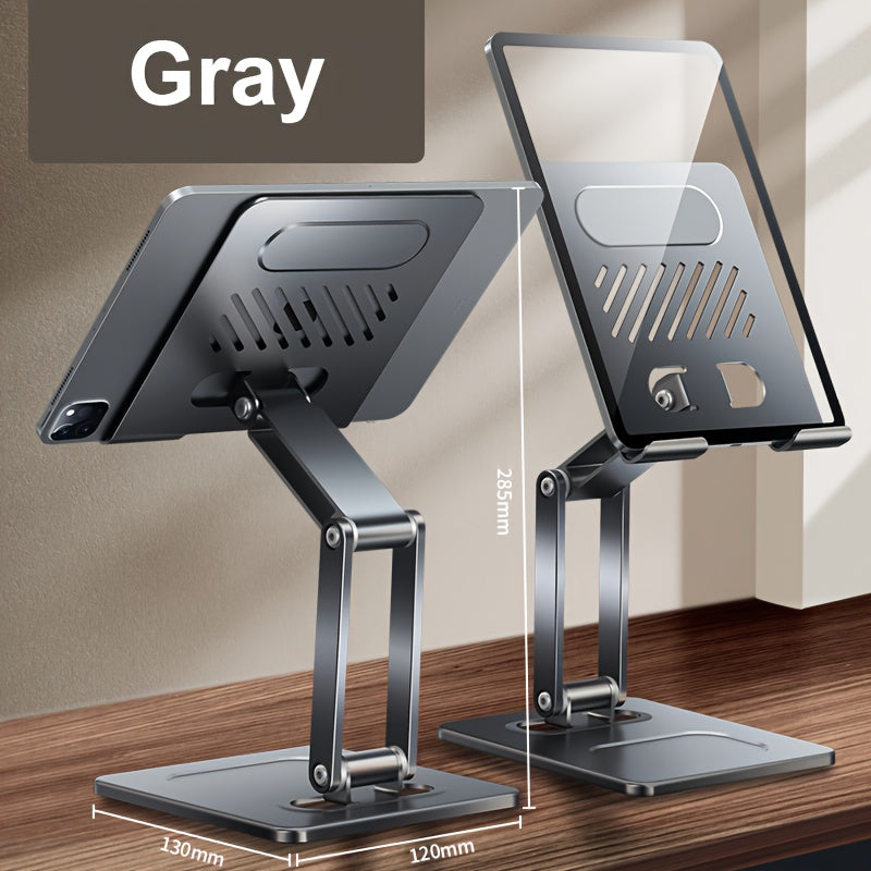 Adjustable Rotating Tablet & Phone Stand | Universal Foldable Desktop Holder for iPad & Smartphones (Gold)