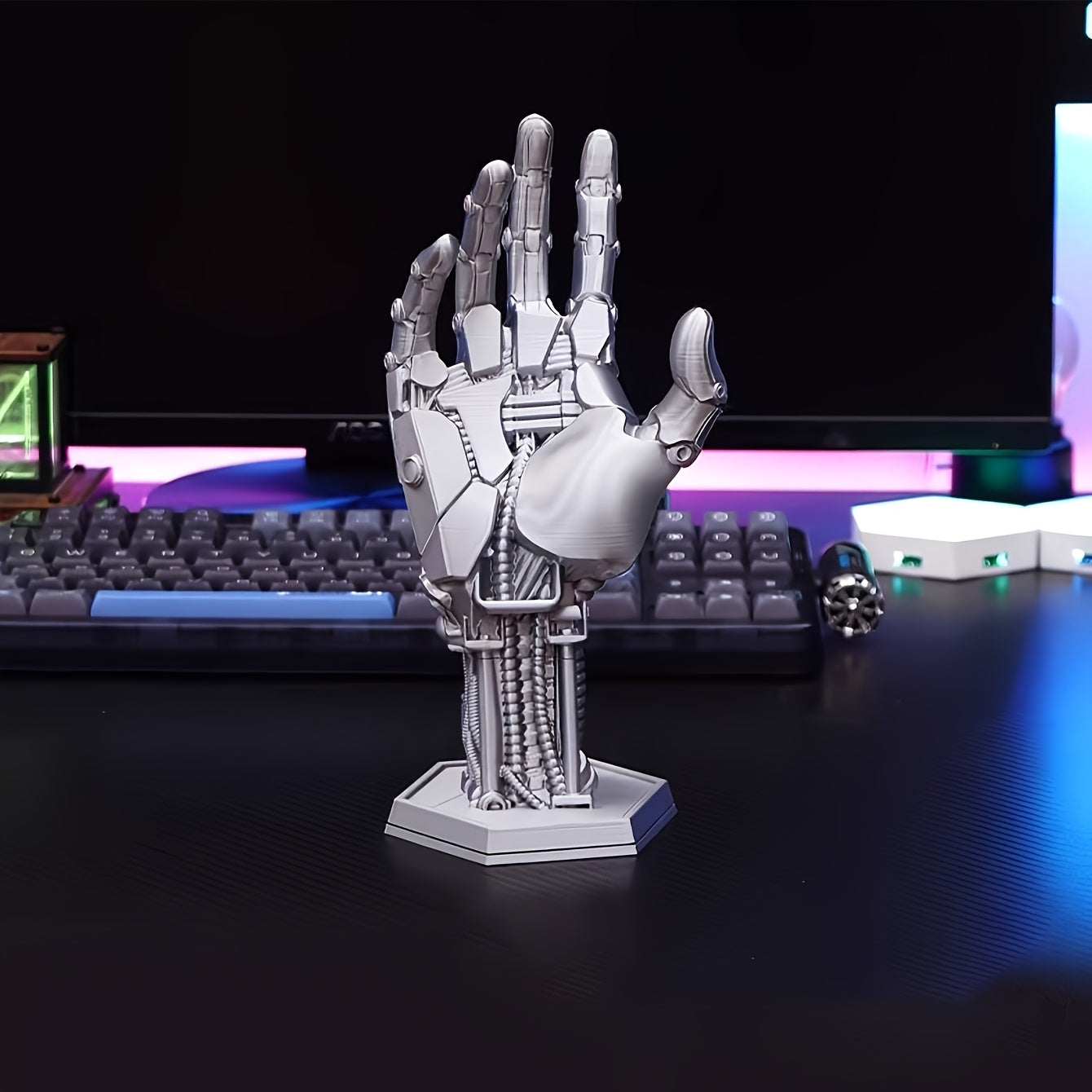 1Pc | Cyberpunk 3D Printed Game Controller | Adjustable | Phone Stand – ABS Desk Organizer