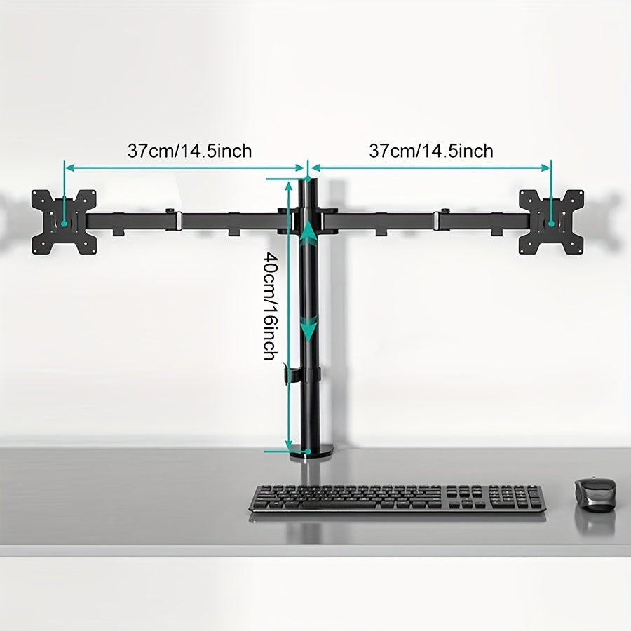 Ergonomic Dual Monitor Stand | For Two 13-32 inch Screens | Holds Up to 22lbs per Screen | 360° Rotation With Cable Organizer