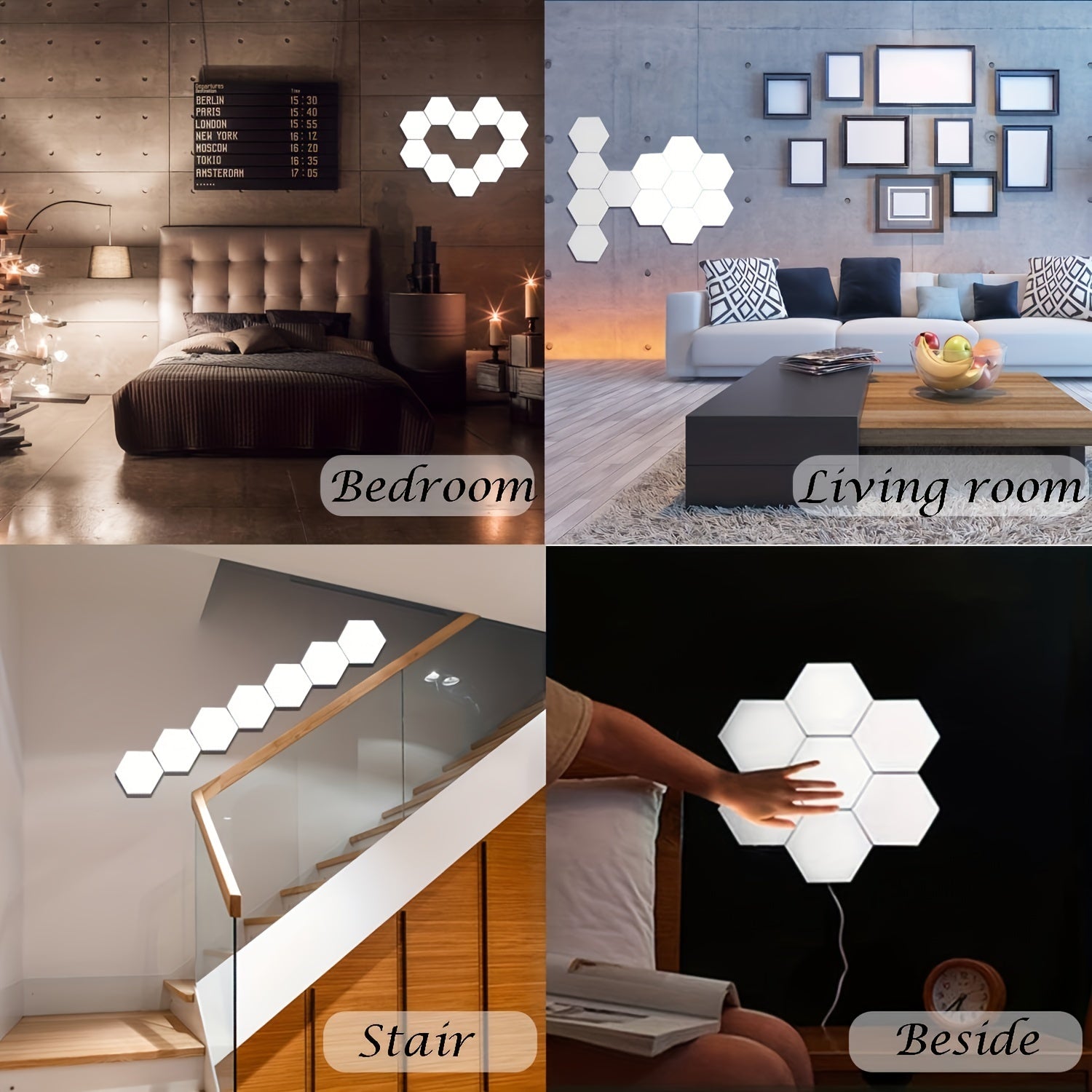 DIY Hexagonal LED Wall Light Set | 6-Pack | USB Powered Up-Lighting | Wall-Mounted