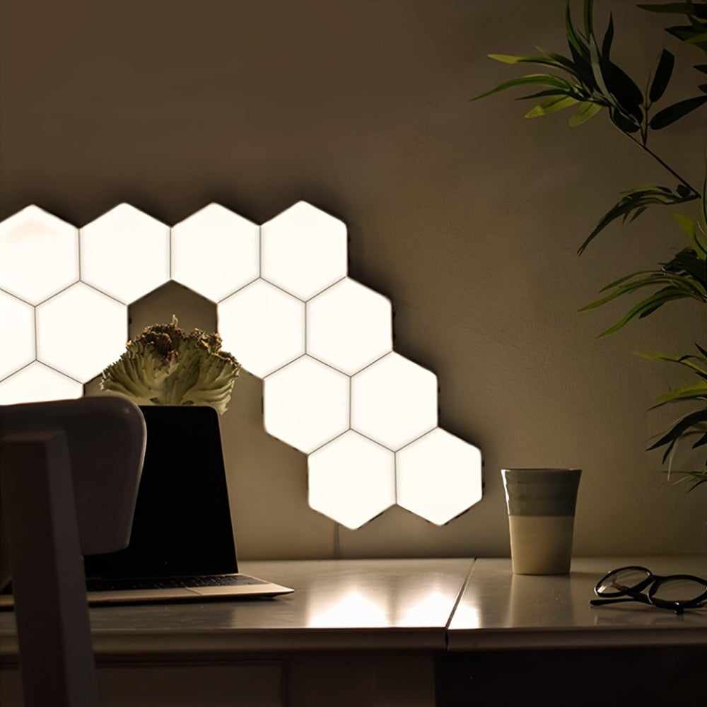 DIY Hexagonal LED Wall Light Set | 6-Pack | USB Powered Up-Lighting | Wall-Mounted