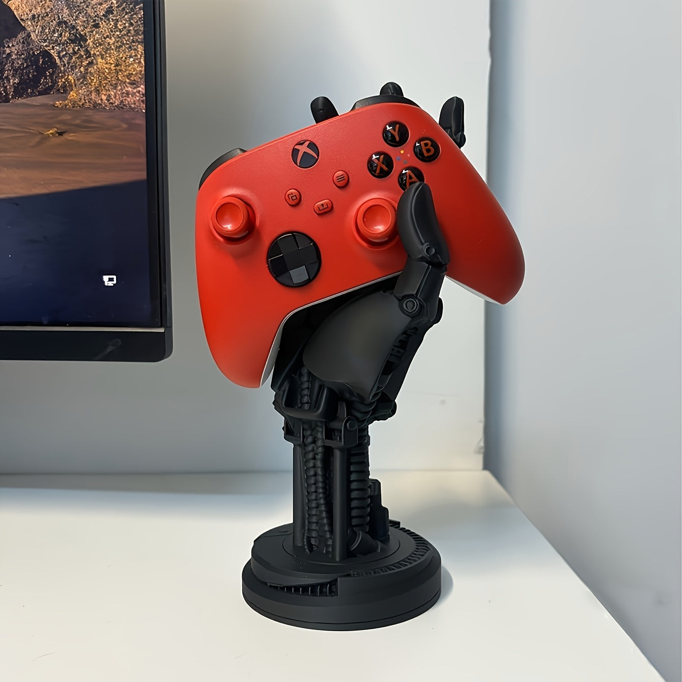 1Pc | Cyberpunk 3D Printed Game Controller | Adjustable | Phone Stand – ABS Desk Organizer