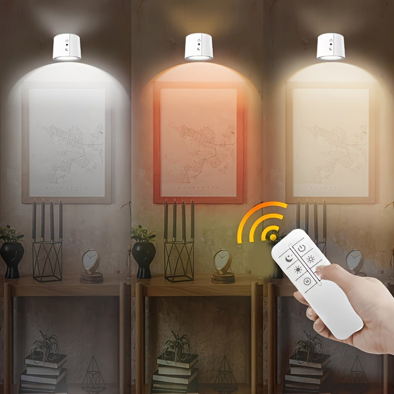 2-Pack LED Wall Sconces with Remote | USB Rechargeable, Touch & Motion Sensor, 360° Rotatable Dimmable Lamps